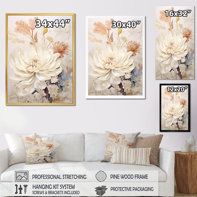 " Floral Kaleidoscope Harmony I ", 40" H x 30" W x 1.5" D, Natural Floater Framed