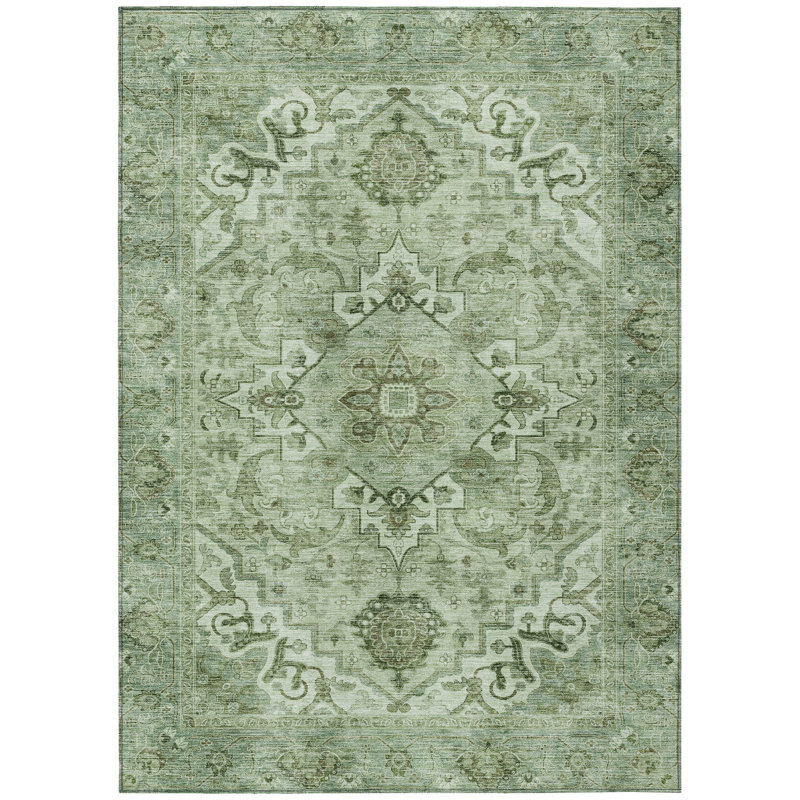 Machine Washable Indoor/Outdoor Oden ACN2164 Global Rug, Rectangle 3' x 5'