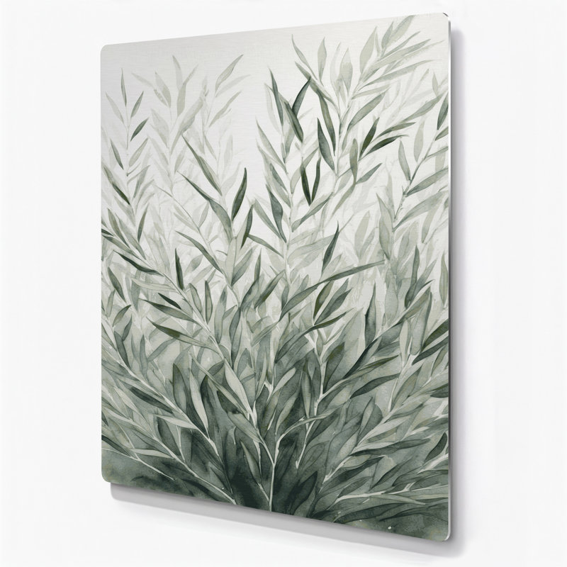 Aquarelle botanique 89, art mural en métal beige, H 30 po x l 20 po