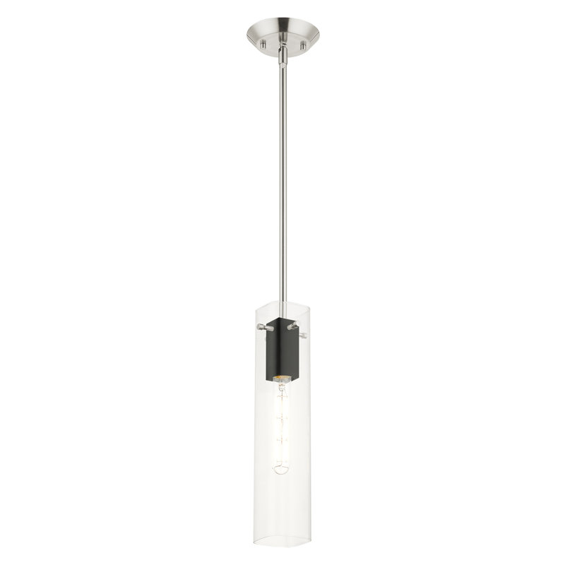 Luminaire suspendu cylindrique à 1 lumière Janine, Noir