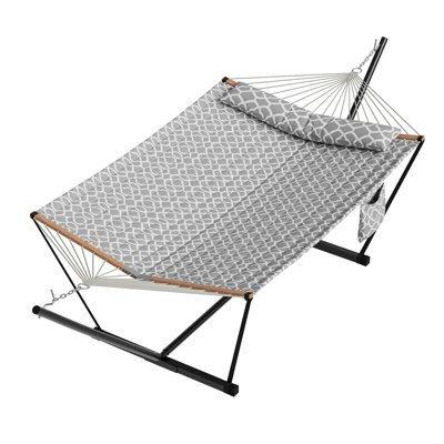 2 Person Outdoor Hammock with Stand, Green Banana Leaf Color