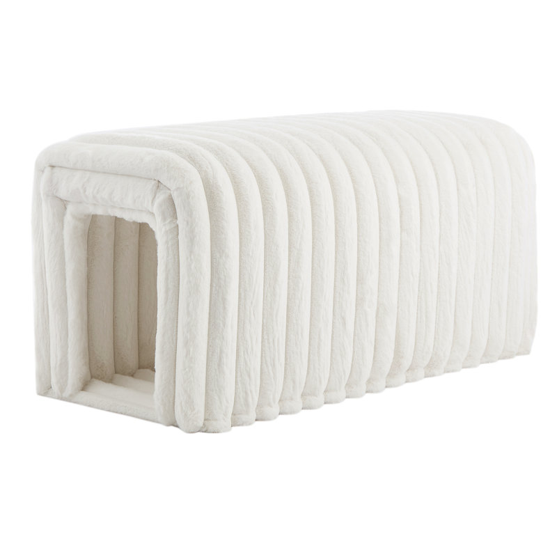 Banc de repose-pieds polyvalent avec rangement et conception adaptée aux animaux de compagnie pour diverses pièces, Beige