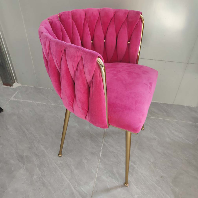 Velvet Upholstered Dining Chair, Rose Red
