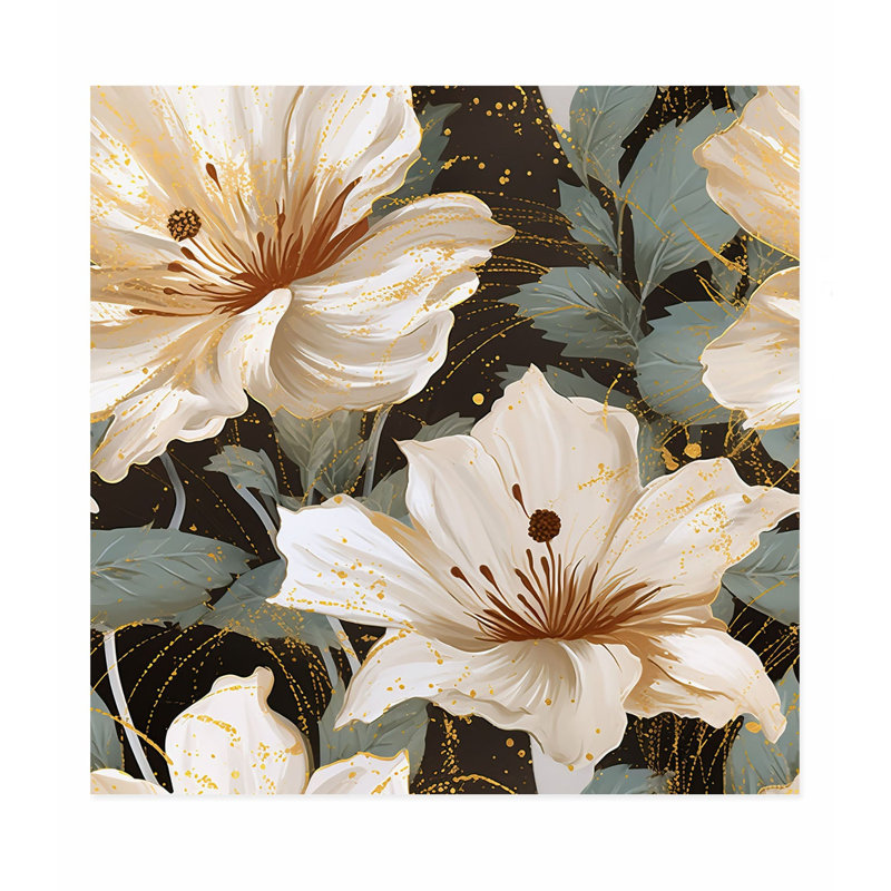 Fleurs florales V, reproduction d'art moderne sans cadre, H 28 po x l 28 po