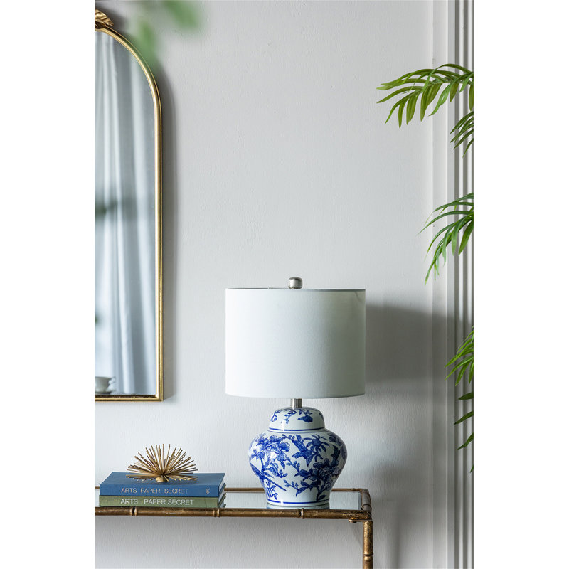 D12x19.3" Blue And White Ceramic Vase Lamp