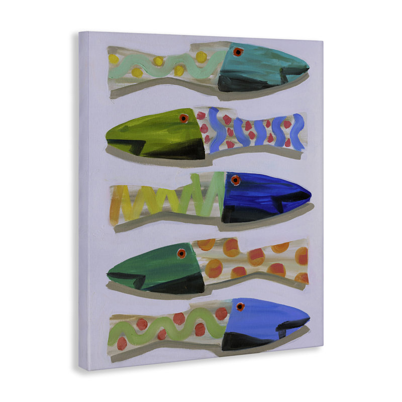 «Wooden Fish Designs», art mural sur toile par Jenny Westenhofer, H 20 po x l 16 po