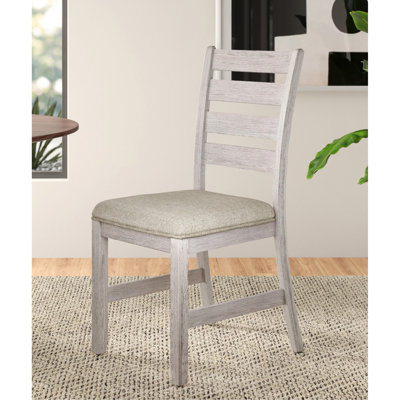Ensemble de 2 chaises décontractées pour salle à manger décontractée avec siège rembourré au fini blanc grisâtre