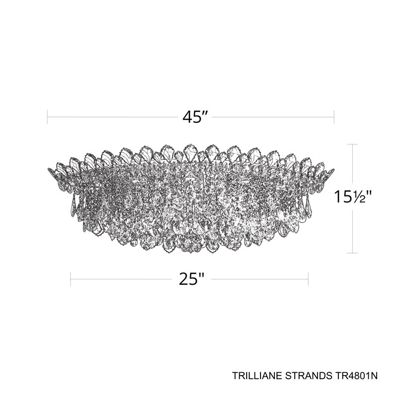 Trilliane Strands 8 Light 45in x 15.5in Flush Mount in Polished Stainless Steel with Clear Radiance Crystals, Chinese (K9)