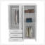 Armoire réglable Denver, tringles, armoire à deux portes, trois tiroirs, deux tablettes blanches
