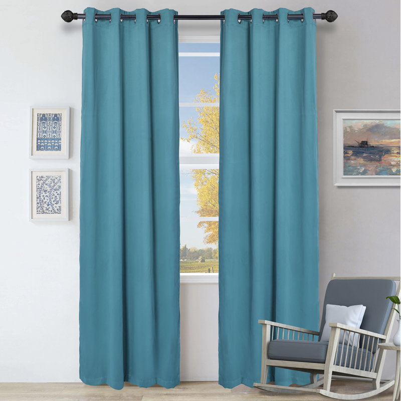 Paire de rideaux obscurcissant avec œillets Millendon, L 52 po x L 96 po, Turquoise