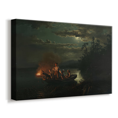 Pêche aux flambeaux (Lystringsfiske) -Hans Gude & Adolph Tidègre-Toile tendue avec châssis-1851
