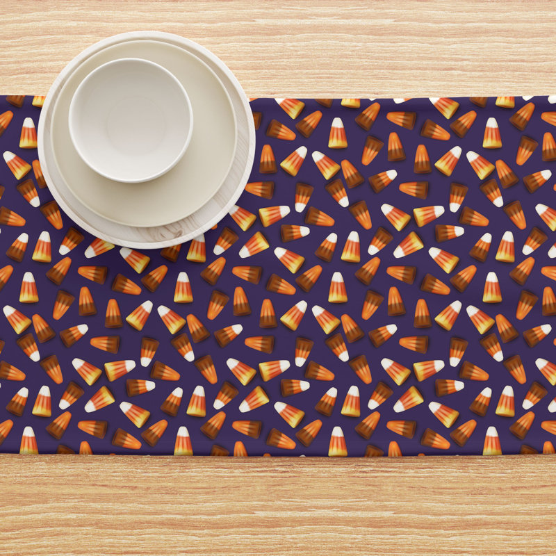 Geometric Halloween Table Runner, 108" x 14", 3D Candy Corn