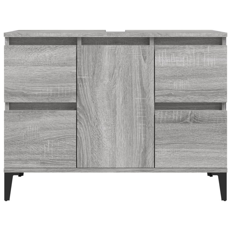 Tonsina Freestanding Bathroom Cabinet, Grey Sonoma/Black