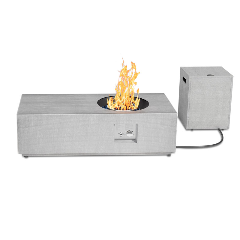 48-Inch Rectangular Propane Fire Pit Table, 50,000 BTU Outdoor Fireplace Table, Auto Ignition, Black