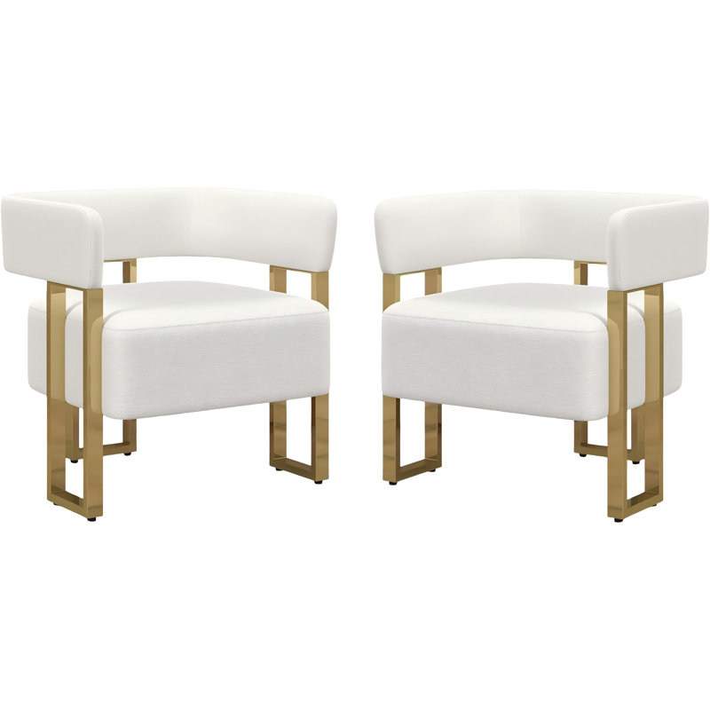 Fauteuil d'appoint avec structure en métal (ensemble de 2), Ourson blanc