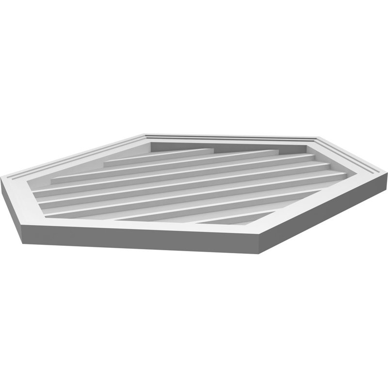 Vertical Peaked Surface Mount Signature Urethane Non-Functional Gable Vent 6/12 Pitch Primed Tan, 1.5" H x 30" W x 26" L