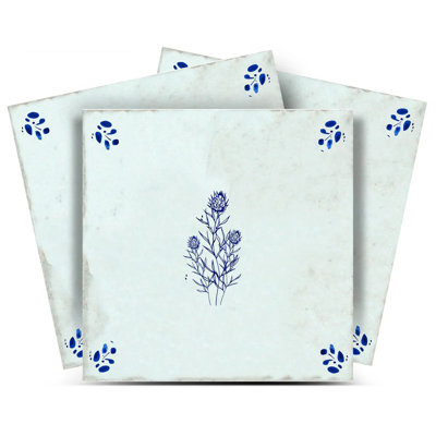 7" x 7" Floral Vinyl Peel and Stick Mosaic Tile