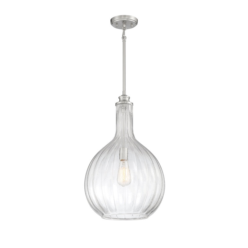 Luminaire suspendu sphère 1 lumière Suzette, Nickel satiné