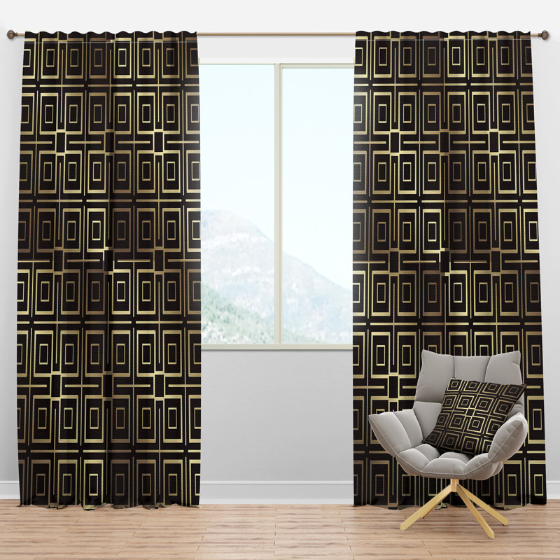 Panneau de rideau simple semi-diaphane avec passe-tringle Mid-Century, l 52 po x L 120 po