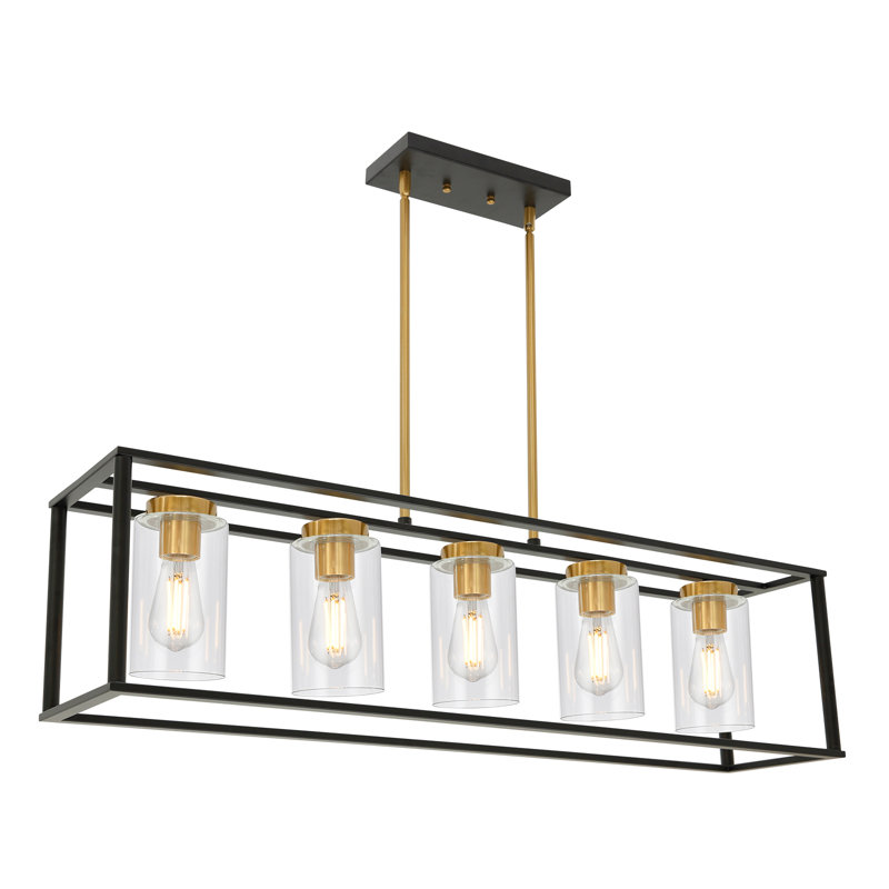 Shamima 5 - Light Kitchen Island Pendant, Black/Brushed Brass
