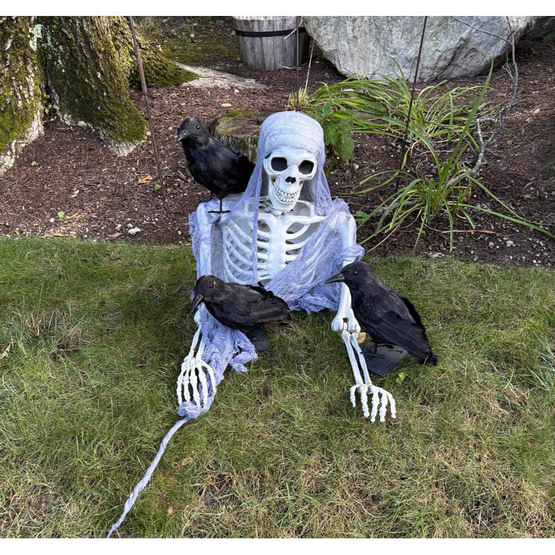 8" Halloween Raven, Black Tabletop Crow