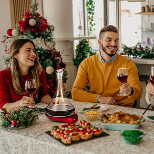 Ensemble d'aérateur électrique et de carafe en verre LEVARE, base d'aération Smart Swirl qui mesure le vin en quelques minutes, aération de qualité supérieure pour les sommeliers, amateurs de vin (rouge des Fêtes)