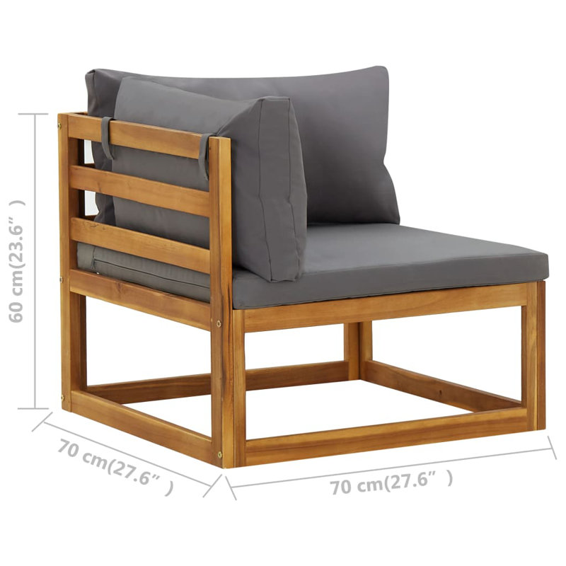 Sofa Set Outdoor Wooden Lounge Set with Cushions Solid Wood Acacia, Grey