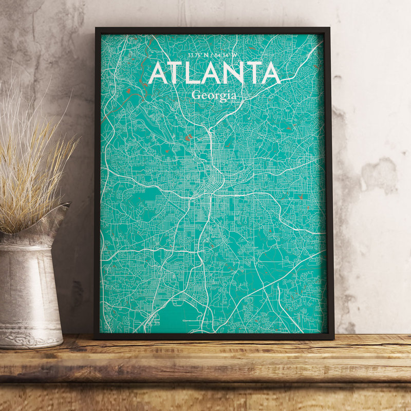 Atlanta City Map - No Frame Print, 43cm H x 28cm W x 0.13cm D