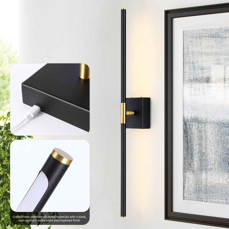 2-Pack Rechargeable Wall Sconces With Remote Control, Cordless Wall Lights Non-Hardwired, 23.63" H x 4.72" W x 3.50" D
