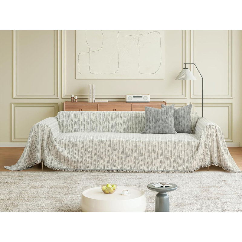 Washable Chenille Sofa Cover With Tassels, Waterproof Slipcover For Sectional And L-Shaped Couches, Soft Thicken Furniture Protector