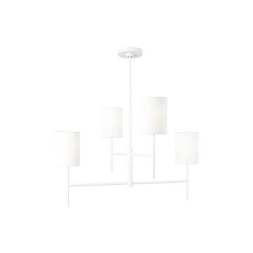 Barbara Barry Courtois 4 Light Dining Room Chandelier In Finish With Linen Shade, Matte White