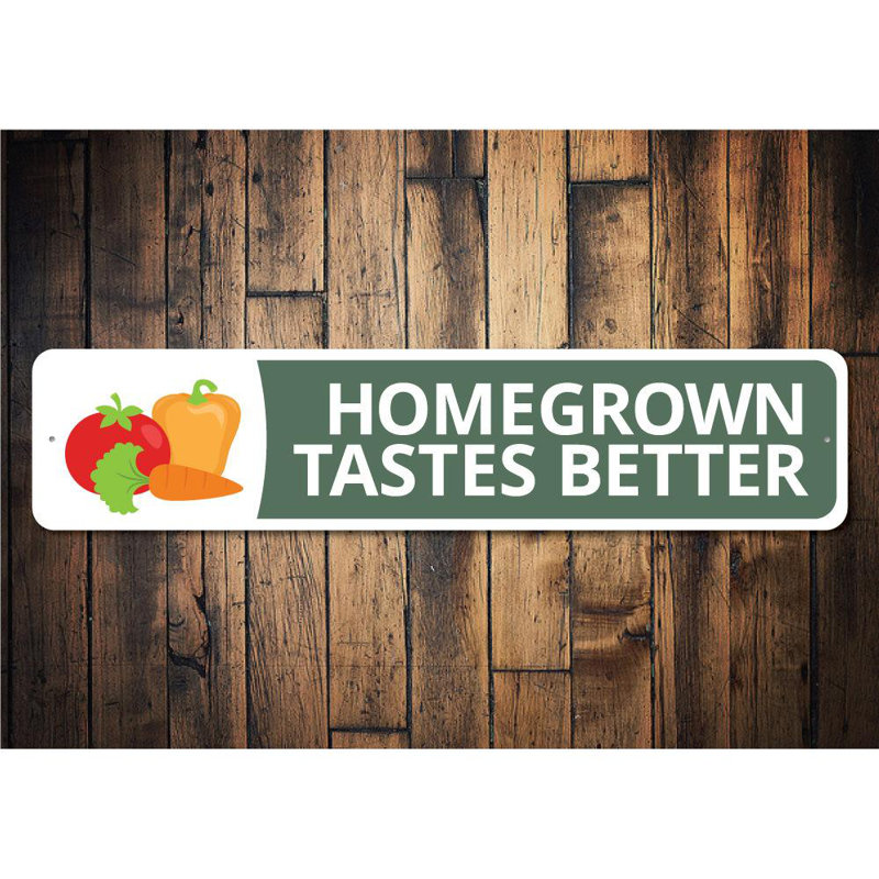 Enseigne Homegrown Taste Better, H 4 po x l 18 po x P 0,04 po