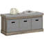 Banc à chaussures avec assise coussinée, 3 tiroirs en tissu, gris délavé-906684411