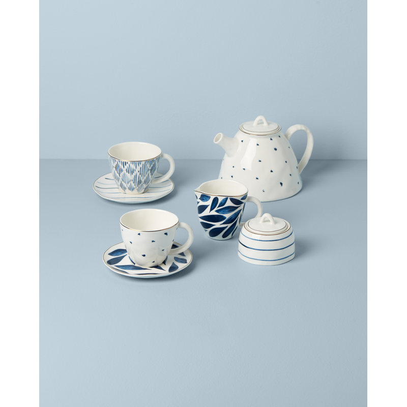 Service à thé en porcelaine pour 2 personnes Blue Bay