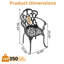 Fauteuil d'extérieur en fonte d'aluminium, chaise de patio avec cadre en métal noir et coussins beiges-1111155211