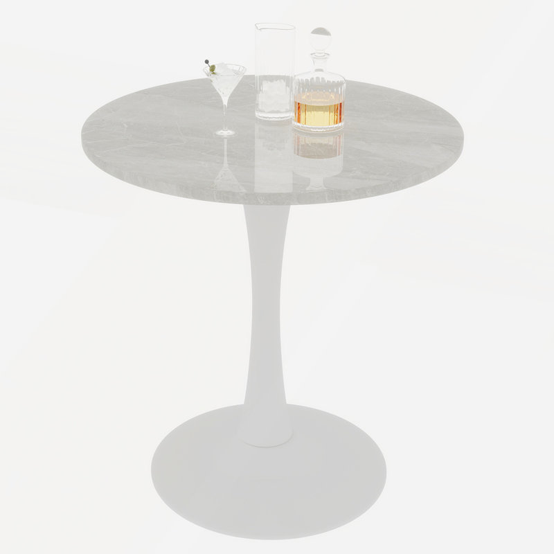 Table basse Mid-Century moderne en marbre veiné blanc pour petits espaces