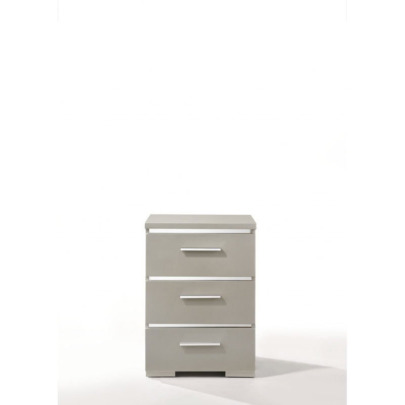 Table de chevet 3 tiroirs, Argent