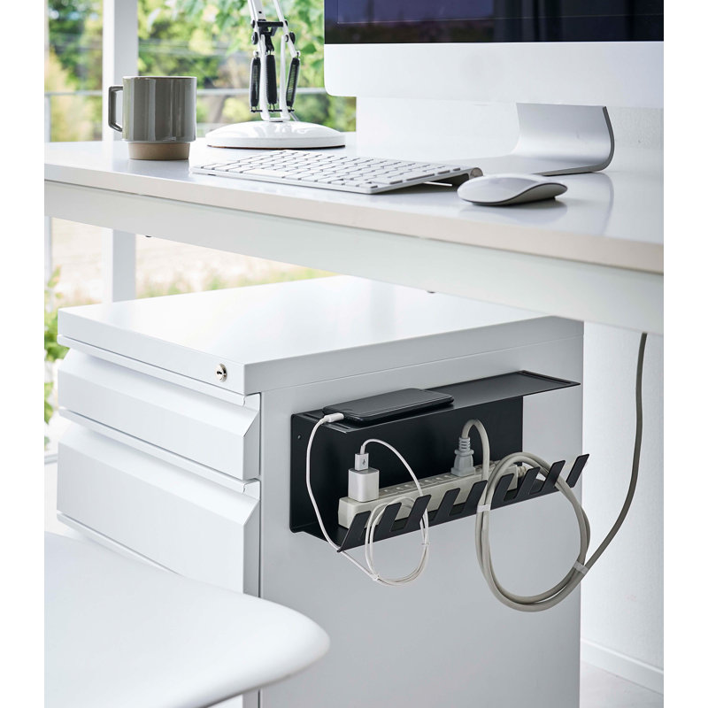 Black Steel Under-Desk Cable Management Organizer