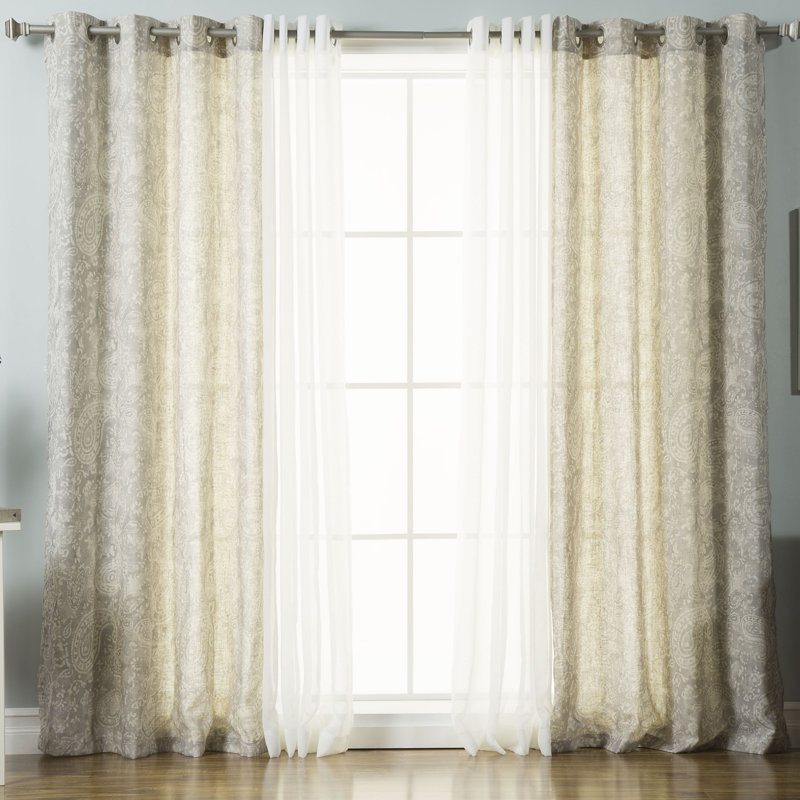 Panneau coulissant transparent avec œillets Yashvi, Gris