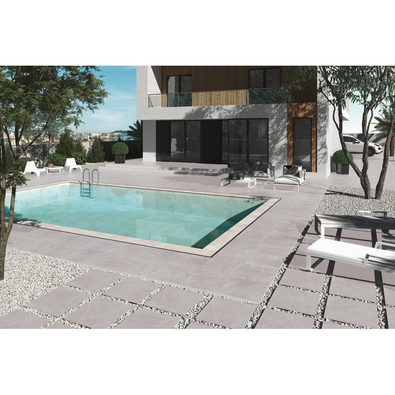Lane 24" x 24" Porcelain Concrete Look Wall & Floor Tile, Gray