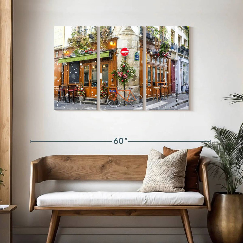 Noël au café français, H 28 po x l 45 po