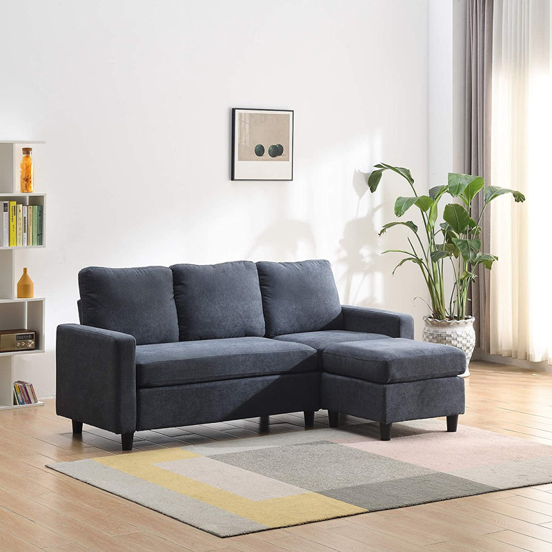 Billups Reversible Modular Corner Sofa Chaise, Dark Grey