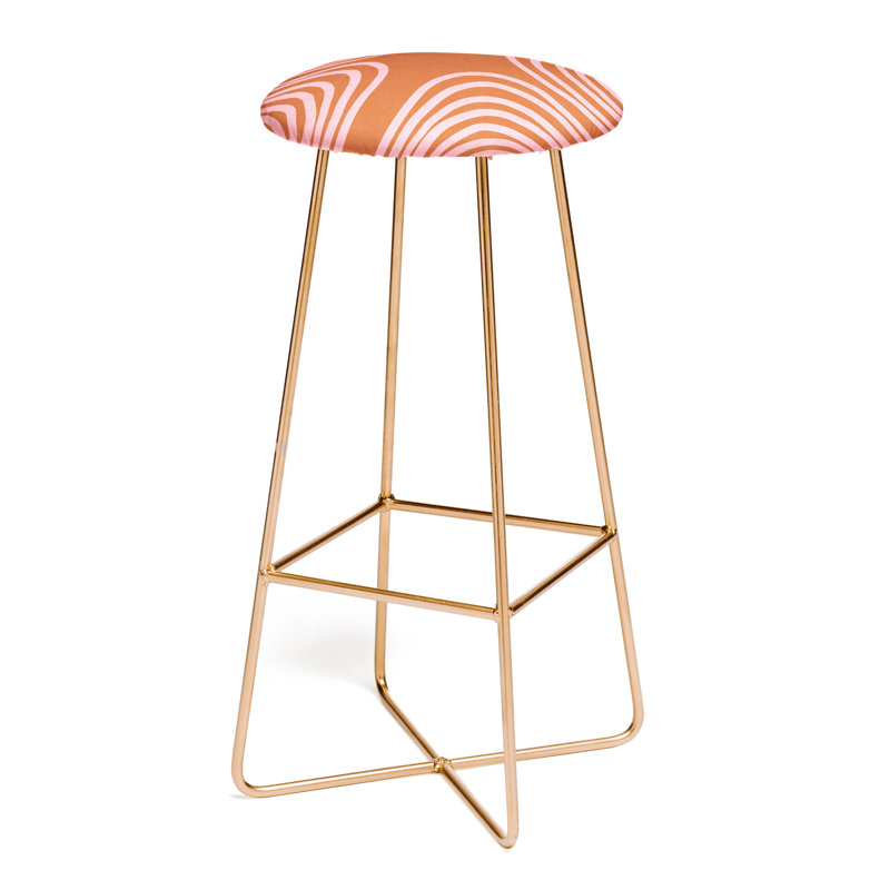 Upholstered Counter Stool with Metal Frame, Gold