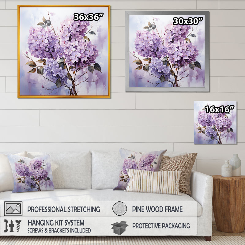 Minimalist Elegance Dreamscape Lilac Bouquet I - impression, Toile tendue, H 24 po x l 24 po x P 1 po