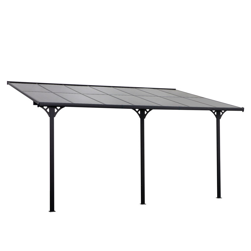 Outsunny Gray Aluminum Pergola with UV Blocking Polycarbonate Roof