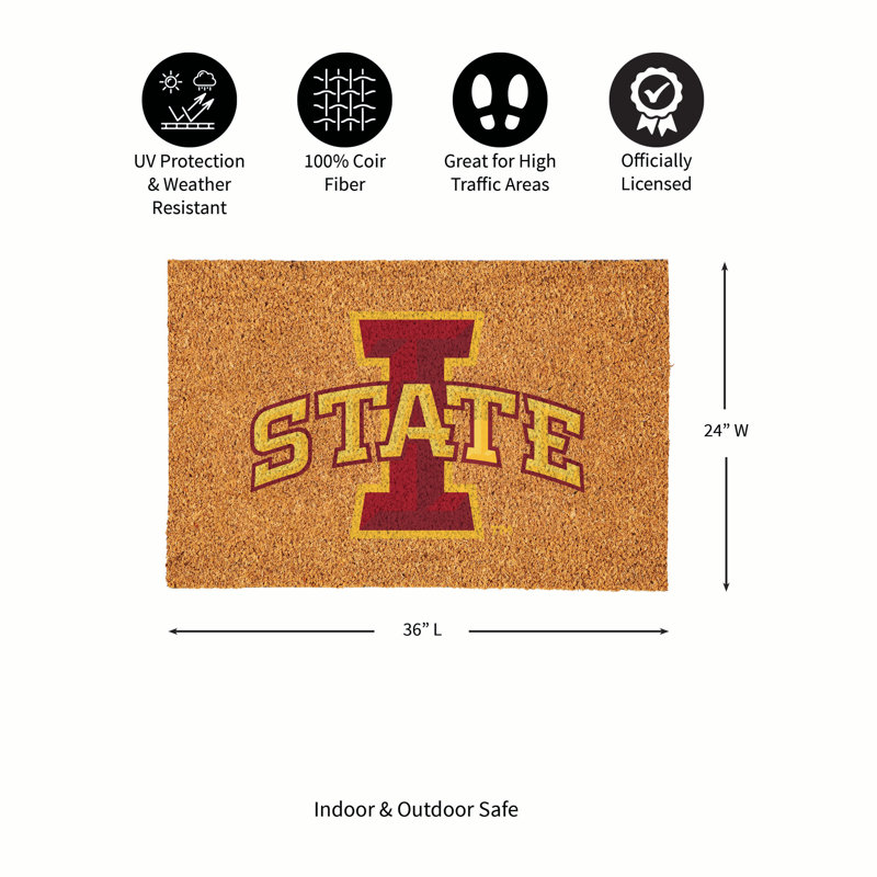 Grand tapis couleur coco Iowa State University, 36 po x 24 po