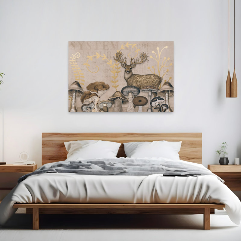 Affiche murale vintage représentant un cerf des bois, élégante et rustique, avec un cerf de la forêt et la nature.