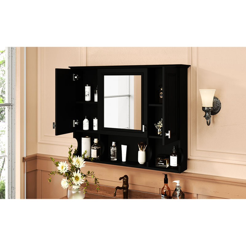 35'' X 28'' Bathroom Wall - Mounted Medicine Cabinet With Hidden Storage And Three Adjustable Shelves Mirror Shelf Height For Bathroom, Bedroom Use