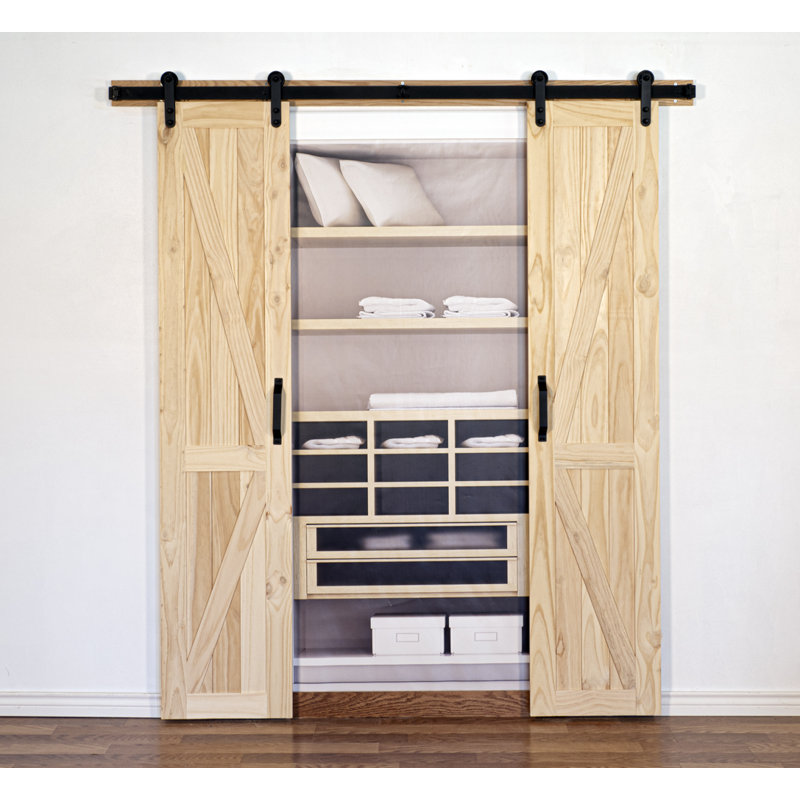 Porte de grange en bois à panneau non fini sans ensemble de quincaillerie d'installation, 36 po x 84 po