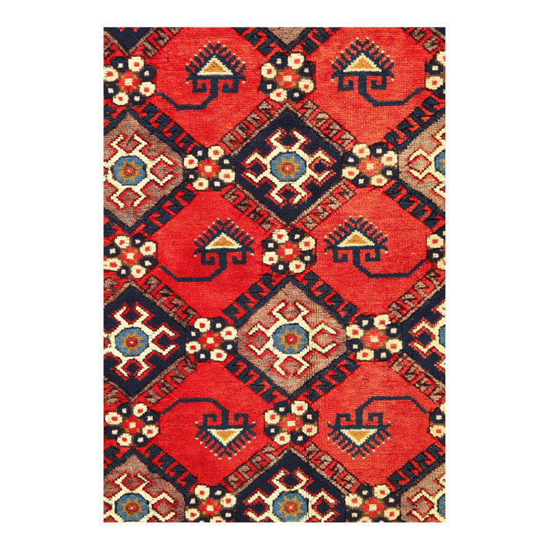 Tapis de surface en laine noué la/bleu 6 pi 5 po x 9 pi 5 po one-of-kind-the main Mancha